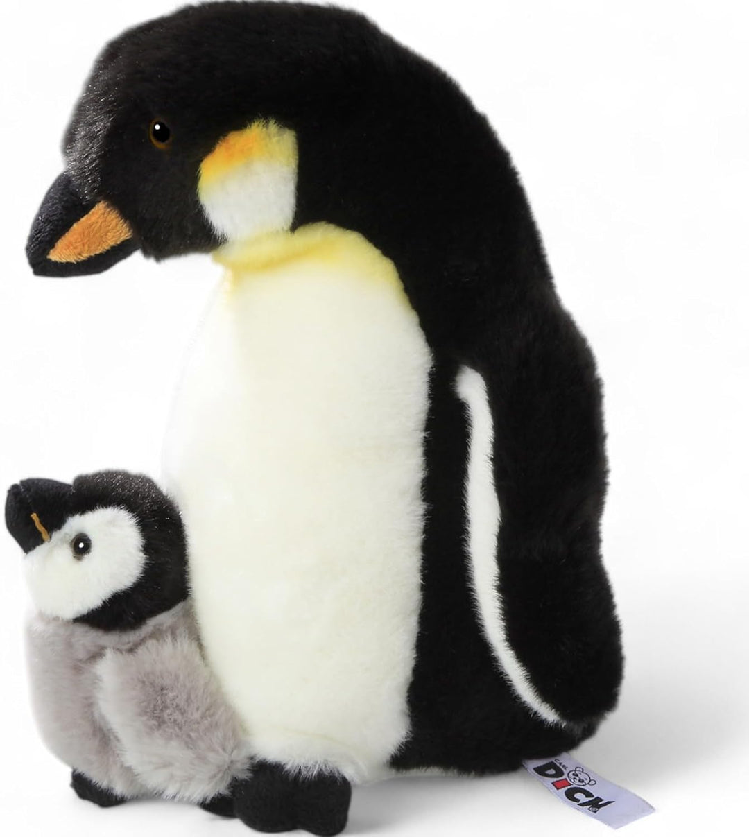 Carl Dick Pinguin mit Baby, Laufvogel, Plüschtier, Kuscheltier, ca. 32cm 1725 Schwarz-weiss-orange,
