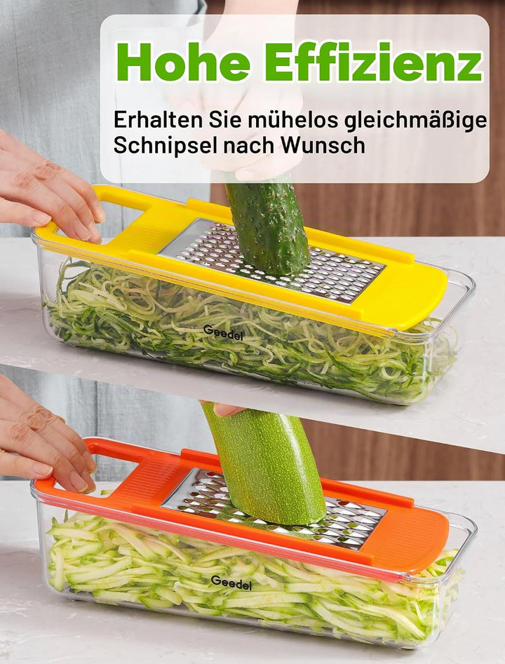 Geedel 4 in 1 Multifunktion Mandoline Gemüsehobel, Zwiebelschneider Gemüseschneider Manuell Käsereib