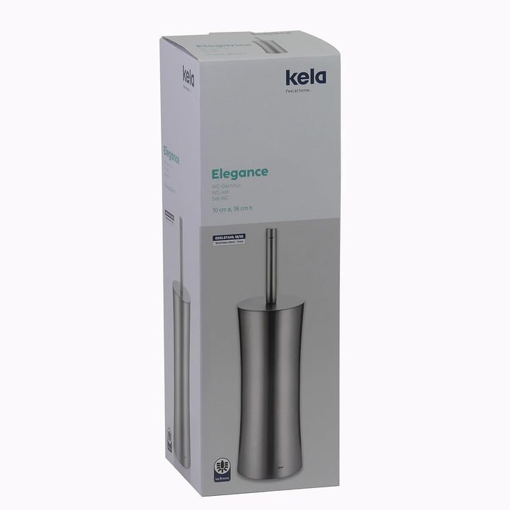 kela 22496 WC-Garnitur Elegance aus Edelstahl in Silber, 10 x 10 x 36 cm, WC-Garnitur