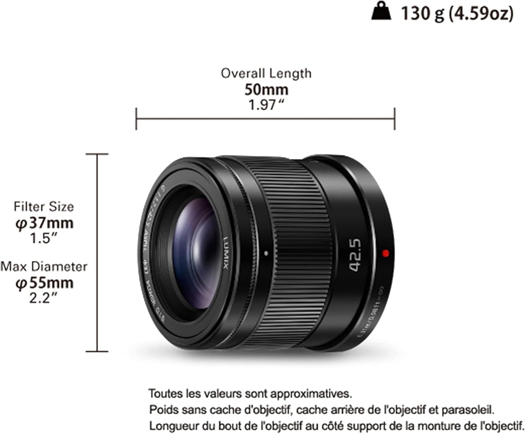 Panasonic H-HS043E LUMIX G Objektiv 42.5 mm/F1.7 ASPH.; optischer Bildstabilisator; schwarz Single,