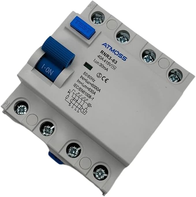 RASMACOR | Schutzschalter 4 Polig 40A | Fehlerstrom-Schutzschalter 4P 40A 30MA | Typ A 30MA | 40/4/0