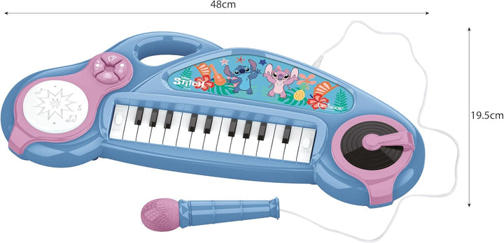 Lexibook, Disney Stitch, elektronisches Kinderklavier mit Lichteffekten, Blau Violett, K704D, Disney