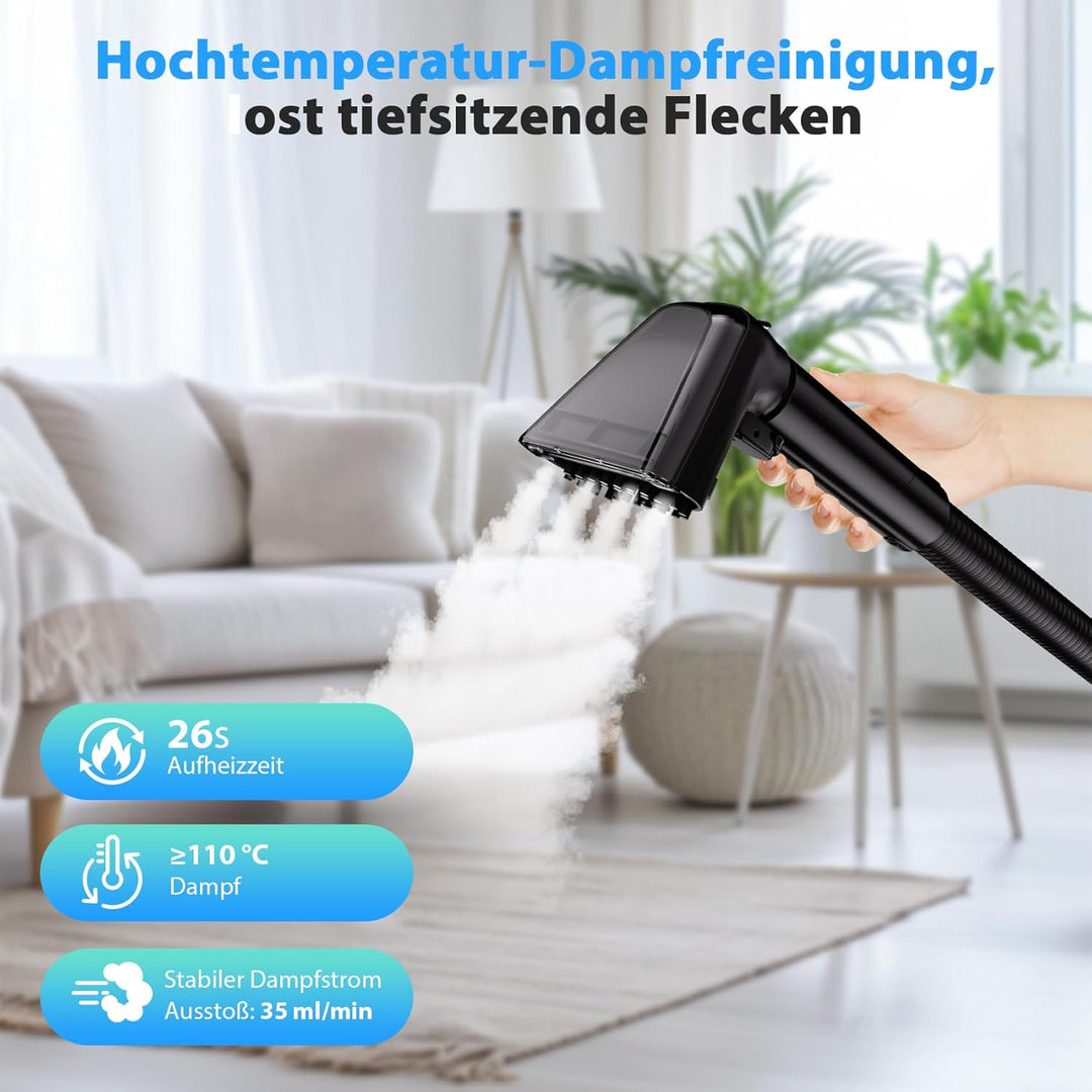 Dampfreiniger 1650W Polsterreiniger Gerät Nasssauger Waschsauger mit Starker Saugkraft, 1250ML Wasse