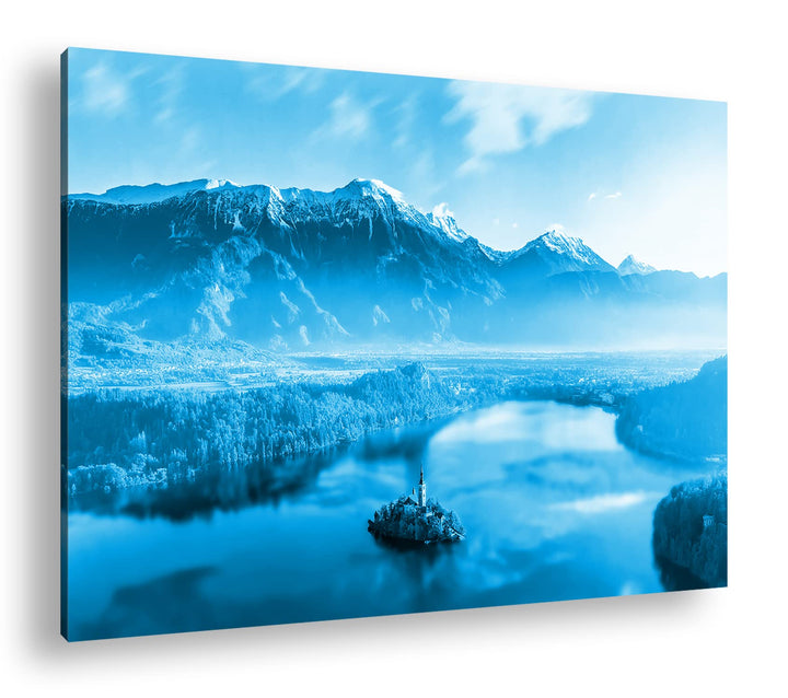 deyoli Bergsee in Slowenien Format: 60x40 Effekt: Monocrome Blau als Leinwand, Motiv fertig gerahmt