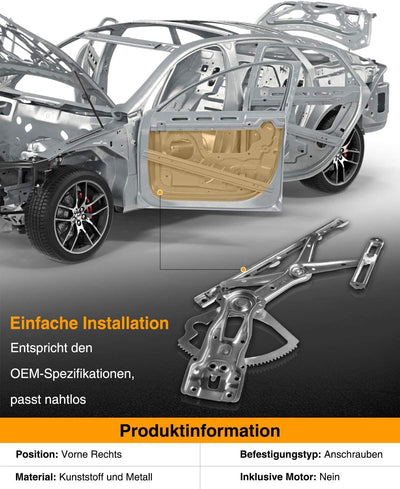 Fensterheber Ohne Motor Vorne Rechts Kompatibel mit SLK R170 SLK200 SLK230 Roadster 1996-2000 170720