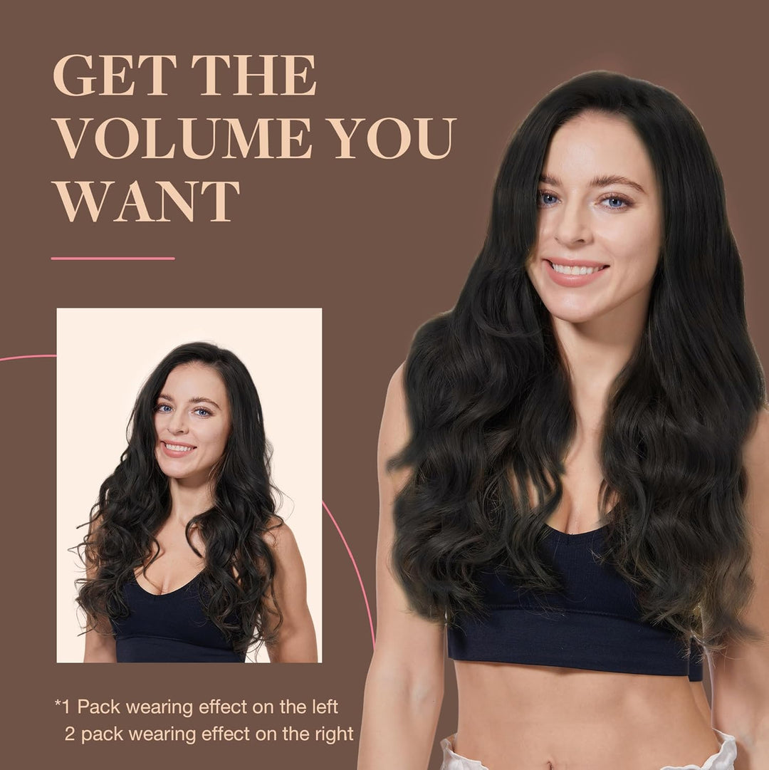 GOO GOO Clip in Extensions Echthaar, Echthaar Extensions Clip, 20cm 50g 7pcs, Haarverlängerung Echth