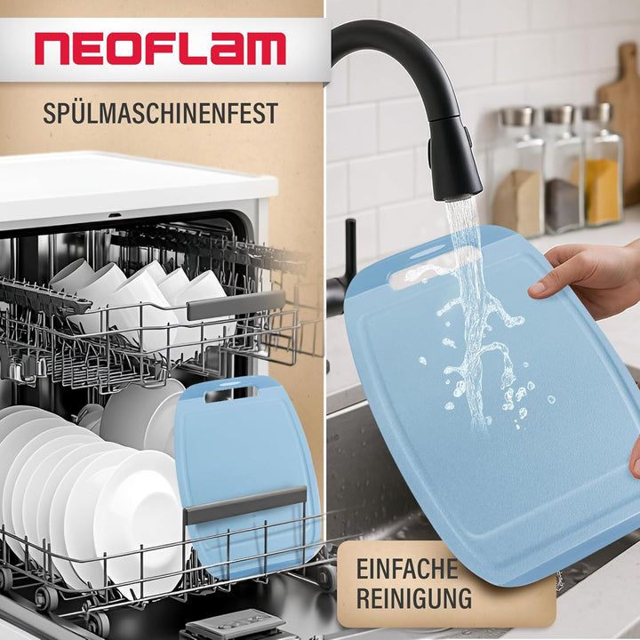 NEOFLAM® Schneidebrett Kunststoff gross, mittel, klein – Schneidebretter spülmaschinenfest, Schneide