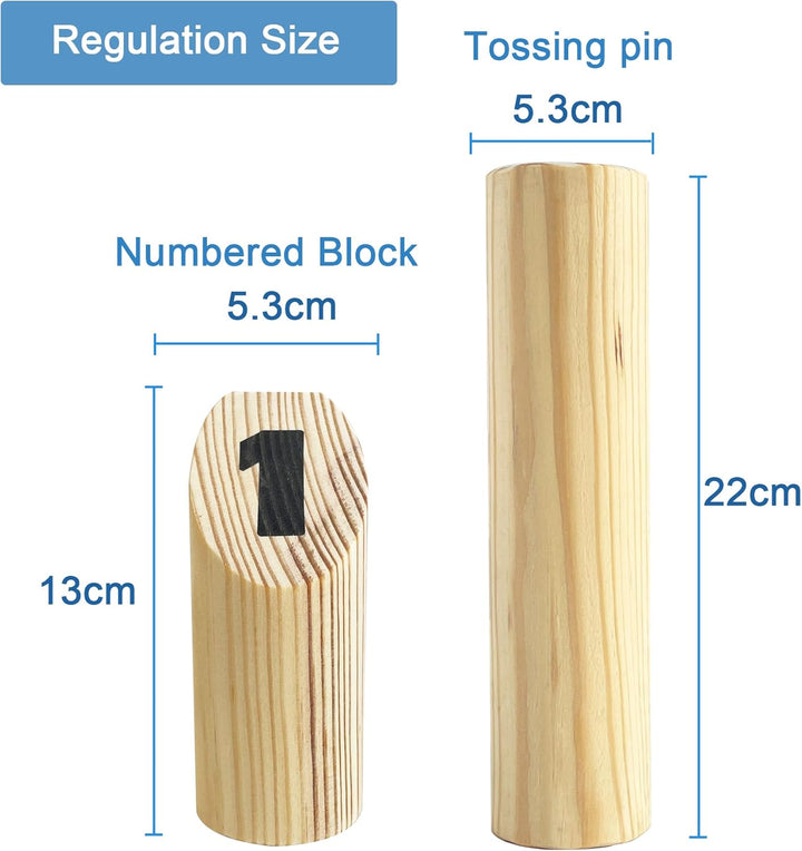 Number Kubb Toss Game Stick Wurfspiel aus Hartholz (mit Tragetasche, Hinterhof) Backyard Wood, Backy