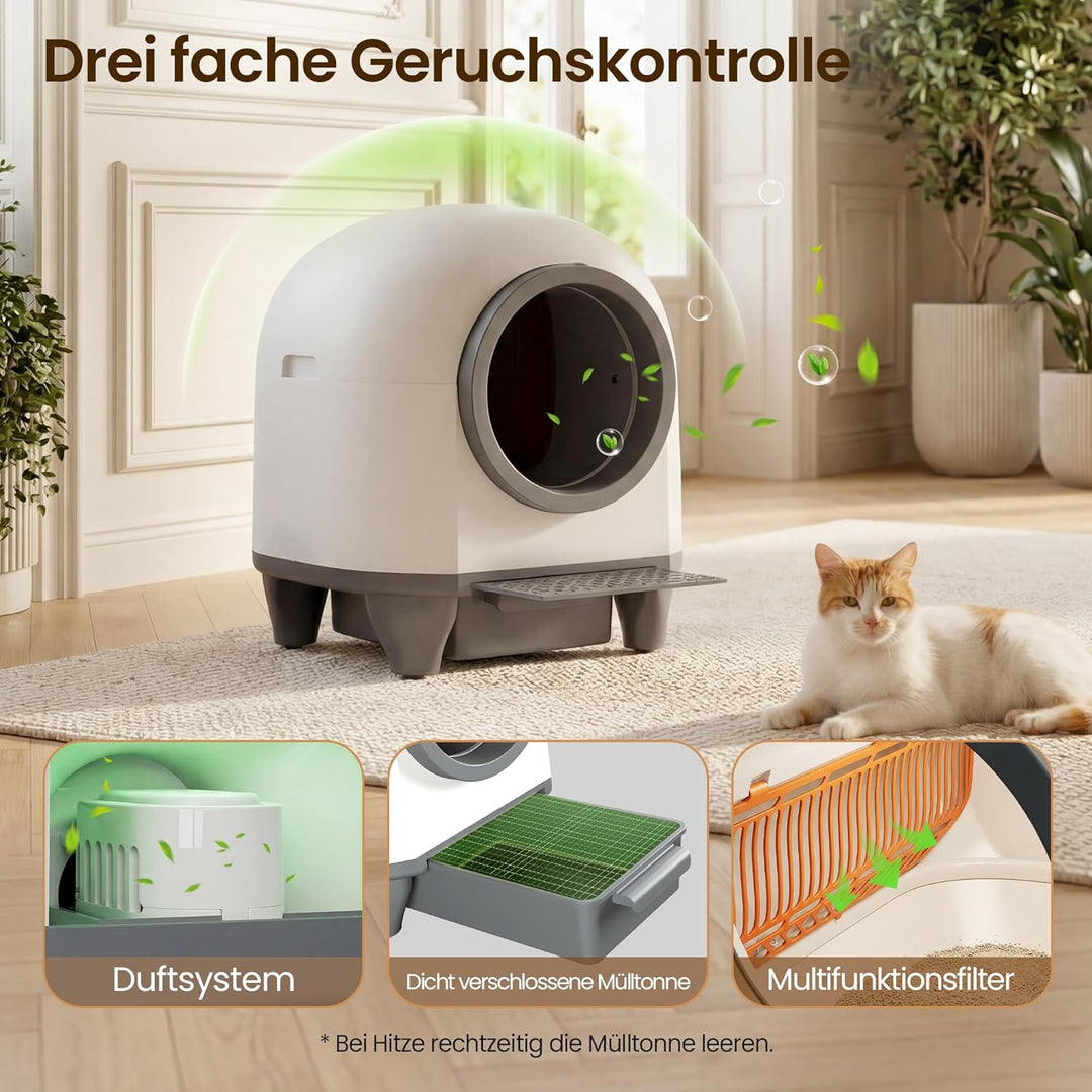 Devoko katzenklo selbstreinigend, 90L selbstreinigende katzentoilette mit niedrigem Einstieg/grossem