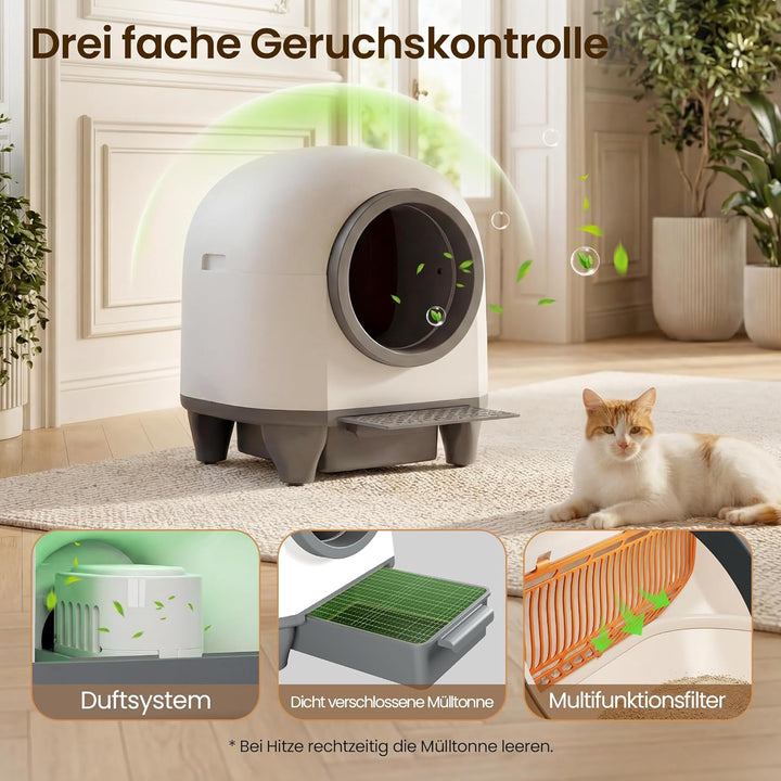 Devoko katzenklo selbstreinigend, 90L selbstreinigende katzentoilette mit niedrigem Einstieg/grossem