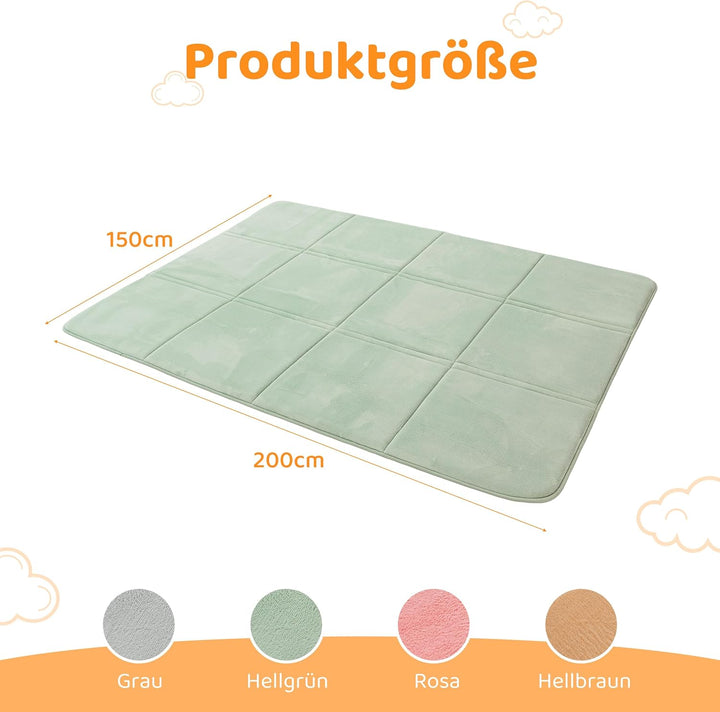 BYBYME 3cm Dicke Faltbare Krabbelmatte Baby, 150x200cm Spielmatte mit Rutschfester Unterseite, Weich