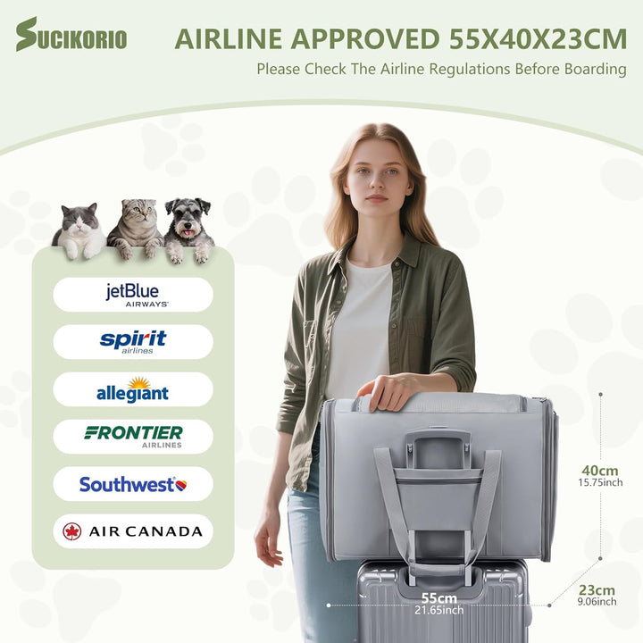Hundetasche Flugzeug 55x40x23 Eurowings Lufthansa, Faltbare Hundetragetasche mit Faltbar Reisenapf N
