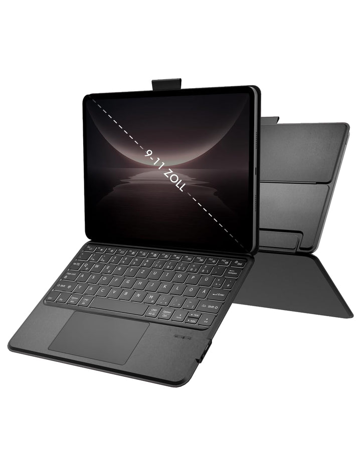 Doohoeek Tablet Tastatur Hülle für 9-11 Zoll, Abnehmbare Beleuchtete Bluetooth Tastatur mit Touchpad