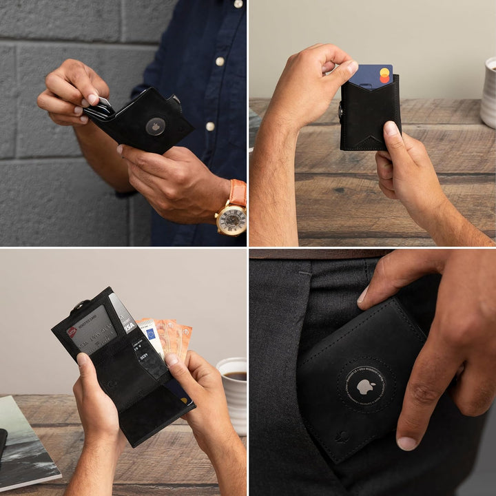 DONBOLSO Wallet Air | Slim Wallet mit Apple AirTag Fach | Hochwertiges Kreditkartenetui aus Echtlede