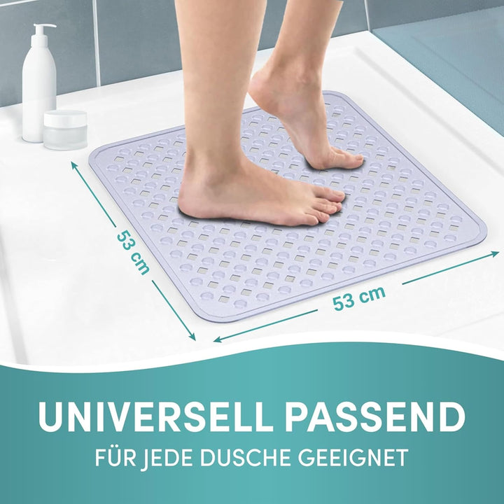 Engelbach® Duschmatte rutschfest 53x53cm - Inklusive Haken zum Aufhängen - 100% BPA-frei - Antirutsc