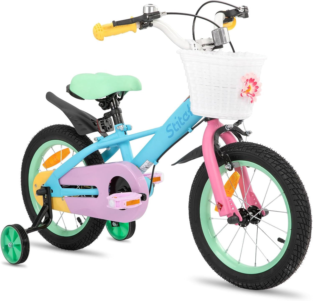 STITCH Macaron 12/14/16/18 Zoll Kinderfahrrad für 2-9 jährige Mädchen & Jungen, 12/14/16/18 Zoll Mäd