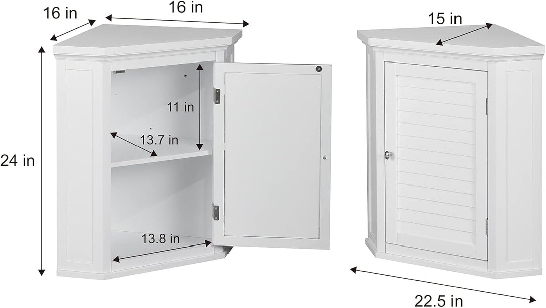 Badschrank Badmöbel Eckschrank Badezimmer Holzschrank Weiss Teamson ELG-587