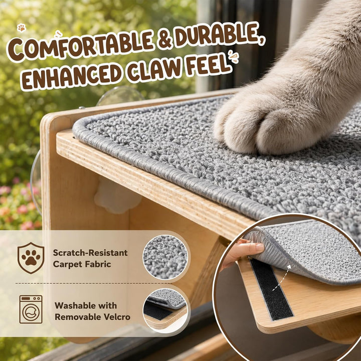 Katzen Fensterliege, Faltbare Katzenhängematte für Fenster, Katzenbett Fenster mit Starke Saugnäpfe,