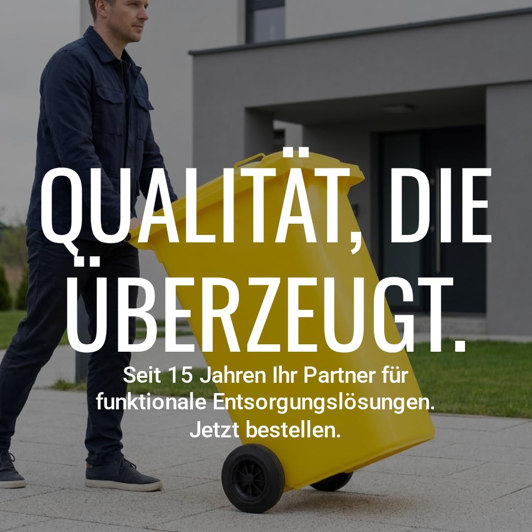 plasteo 240 Liter Gelbe Mülltonne – Robuster Abfallbehälter für Mülltrennung – Wetterfest &amp; Langlebi