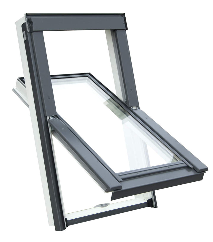 Kunststoff Dachfenster Balio Schwingfenster mit Eindeckrahmen 78x112 cm auch kompatipel zum Austauch
