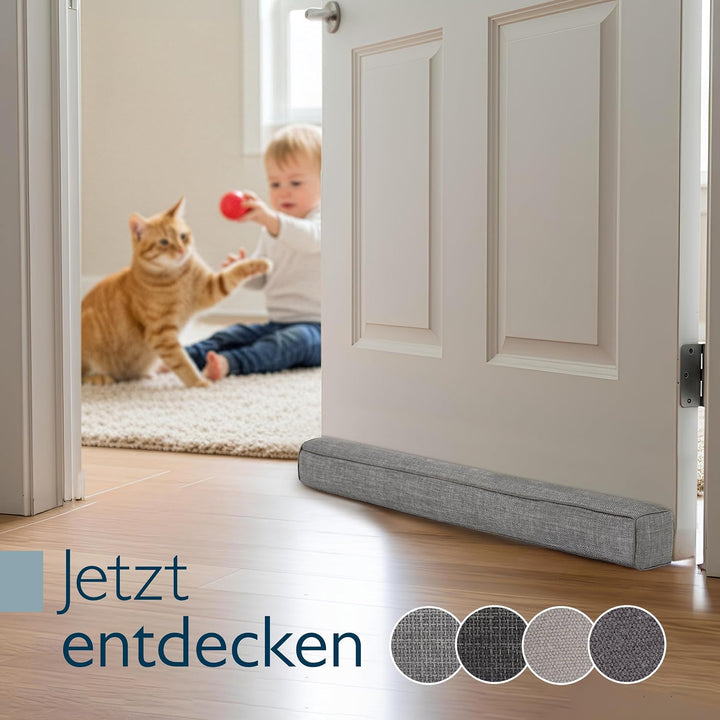 Beautissu Zugluftstopper für Türen 90cm – Wärmeschutz & Kälteschutz Türluftstopper Grau – Stoff Wind