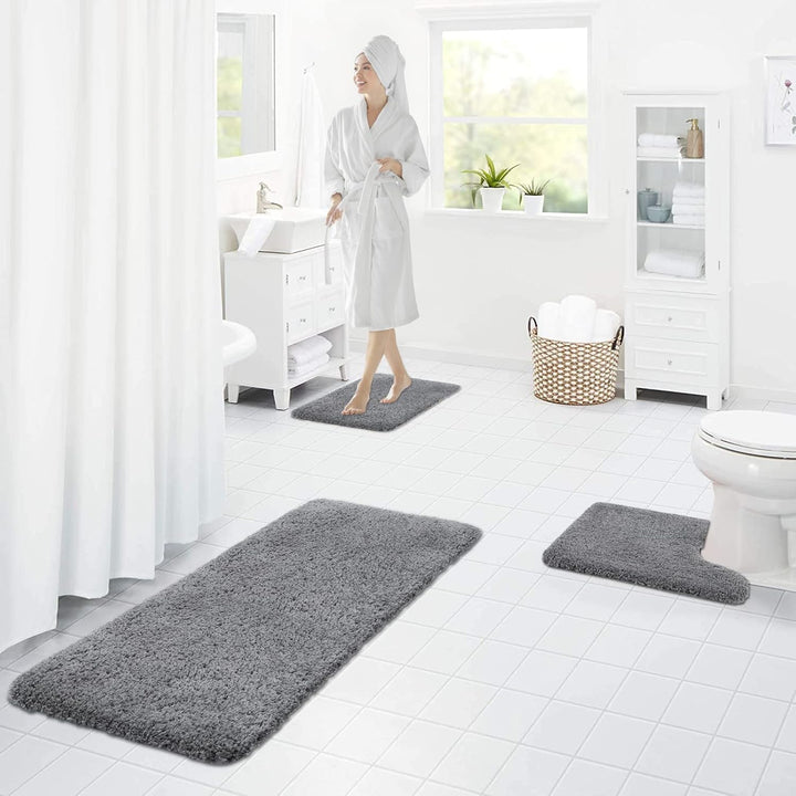 Homaxy Badezimmerteppich Set 2 teilig WC Vorleger mit Ausschnitt Set Badematte rutschfest Waschbar H