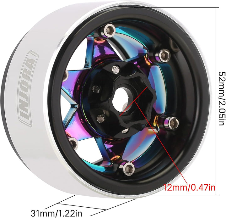 INJORA 1.9" Beadlock Felge - 143g Super Heavy Messing & Aluminium Deep Dish Felge für 1/10 RC Crawle