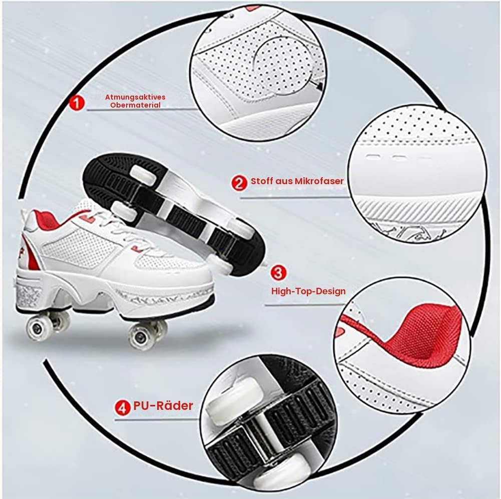 LDRFSE Schuhe mit Rollen, Rollschuhe Skateboard Schuhe Kinderschuhe Mit Rollen Skate Shoes Rollen Sc