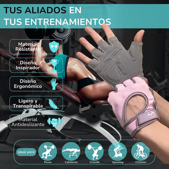 Fitnesshandschuhe | Crossfit-Handschuhe für Damen und Herren, atmungsaktiv, rutschfest und gepolster