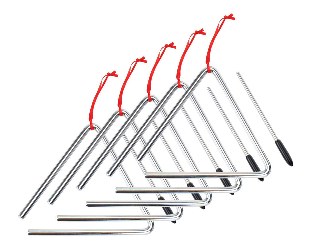 5x XDrum Triangel mit Schlägel - Triangle für Kinder und Musikalische Früherziehung - Schlaginstrume