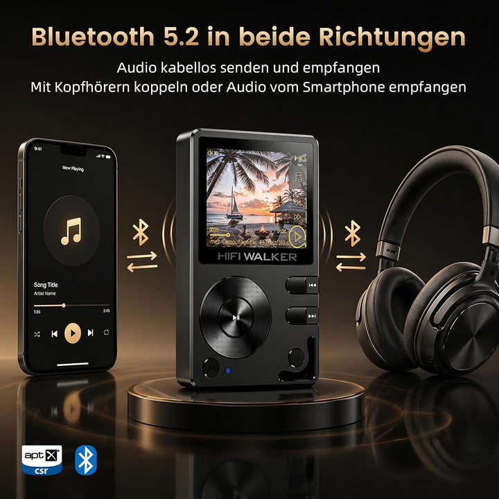 HiFi Walker H2 HiFi MP3 Player mit Bluetooth Verlustfreier DSD DAC Flac High Resolution Music Player
