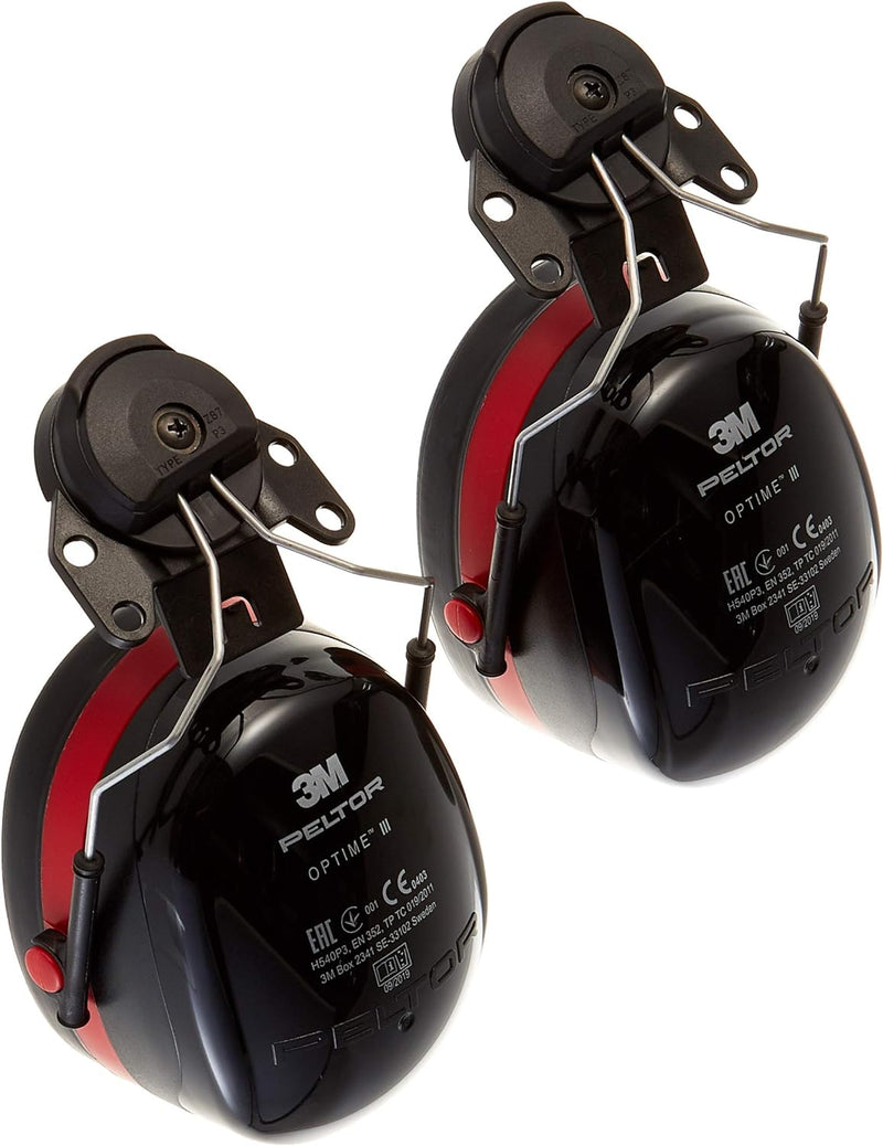 3M PELTOR Optime III Kapselgehörschützer, 34 dB, schwarz/rot, Helmbefestigung, Einheitsgrösse, H540P
