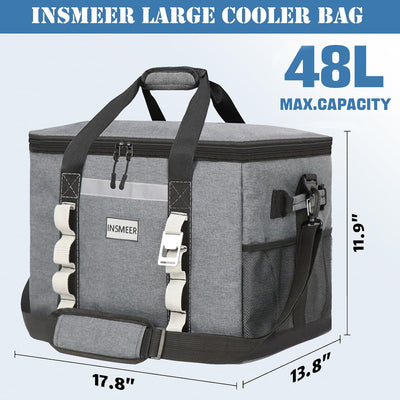 INSMEER 48L/25L Grosse Kühltasche Faltbare, 65/32 Can Kühltasche Gross Thermotasche Isoliertasche, X