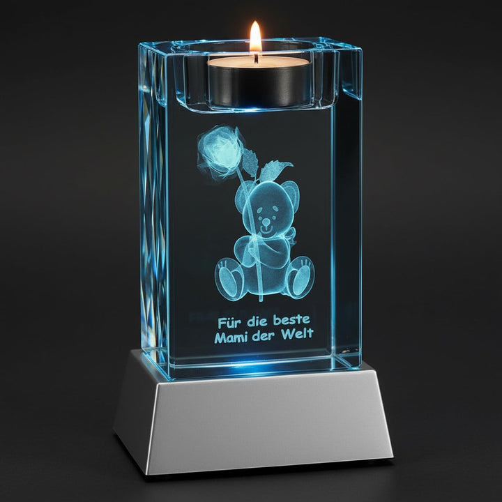 Kaltner Präsente Stimmungslicht - EIN ganz besonderes Geschenk: LED Kerze/Kristall Glasblock / 3D-La