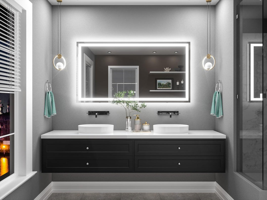 TETOTE Badspiegel mit Beleuchtung Beschlagfrei 150x80cm, Badezimmerspiegel Beleuchtet Badezimmer Wan