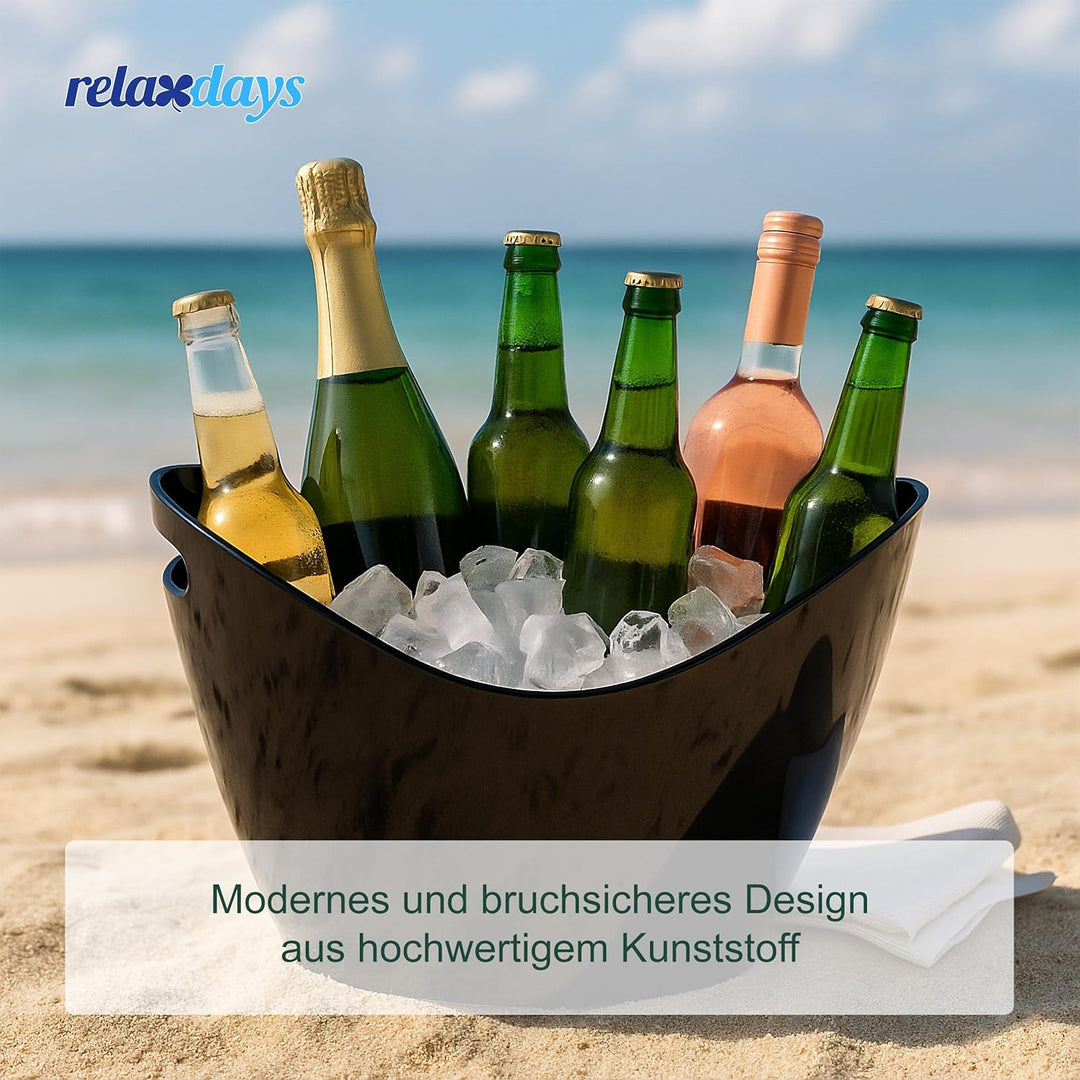 Relaxdays Eiseimer, Getränkeschale mit Griffen, 8 l, Flaschenkühler für Sekt, Champagner & Wein, Kun
