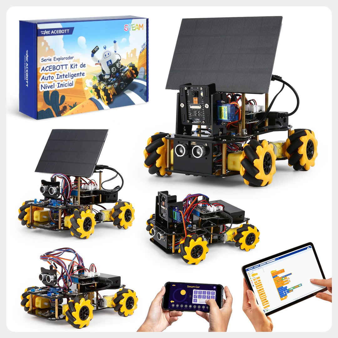 4-in-1-ESP32-Smart-Kamera-Solarroboterauto, 4WD-Fernbedienungsauto-Robotik-Kit für Kinder im Alter v