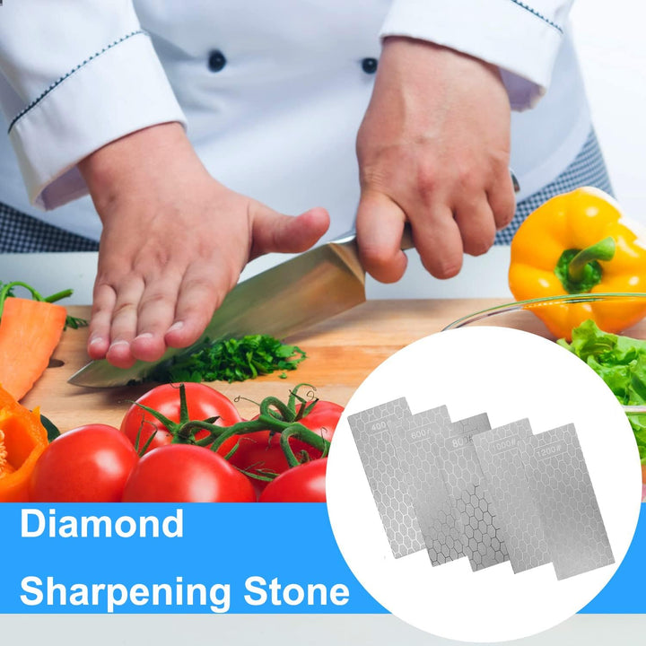 5pcs Diamant Schleifstein Diamant Schärfsteine Set Messerschärfer Stein mit Winkel Wabenoberfläche D