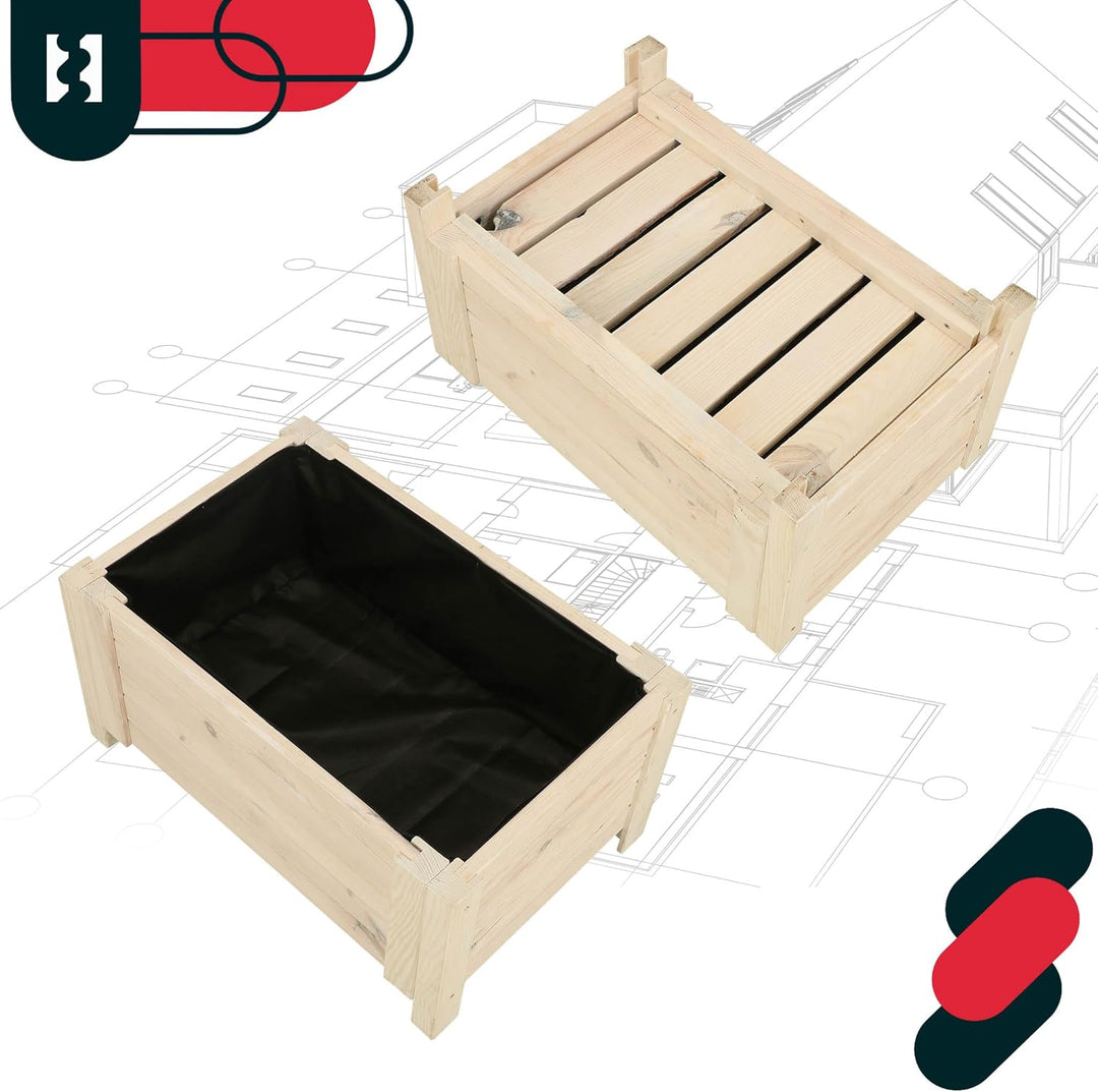 KOTARBAU® Blumenkasten - 60 x 39 x 30 cm - Pflanzkasten mit Vlies - Pflanzkübel gross aussen - Balko