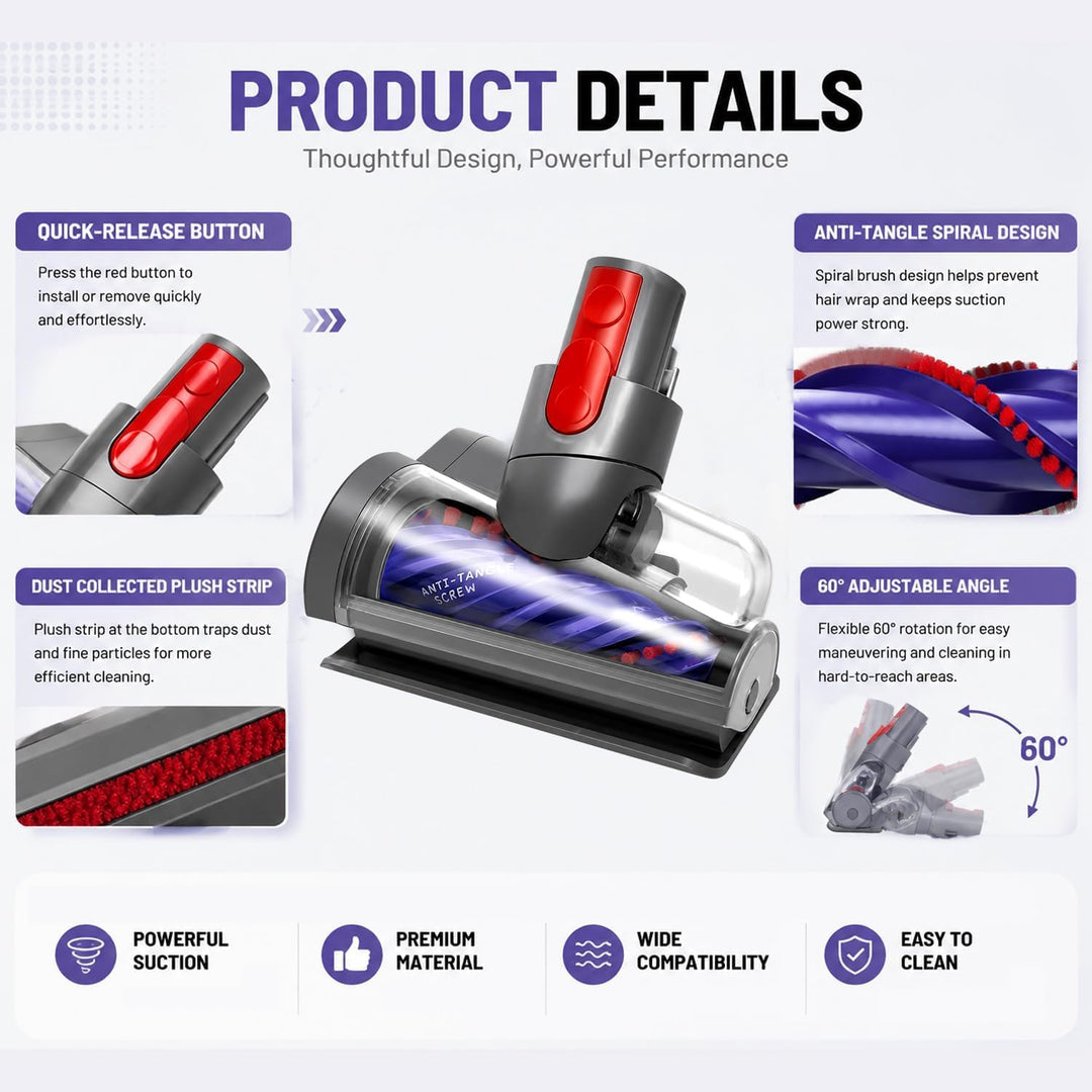 Mini Motorisierte Bürstenkopf Kompatibel Mit Dyson V7 V8 V10 V11 V15 Staubsauger Anti Verwirr Haar S