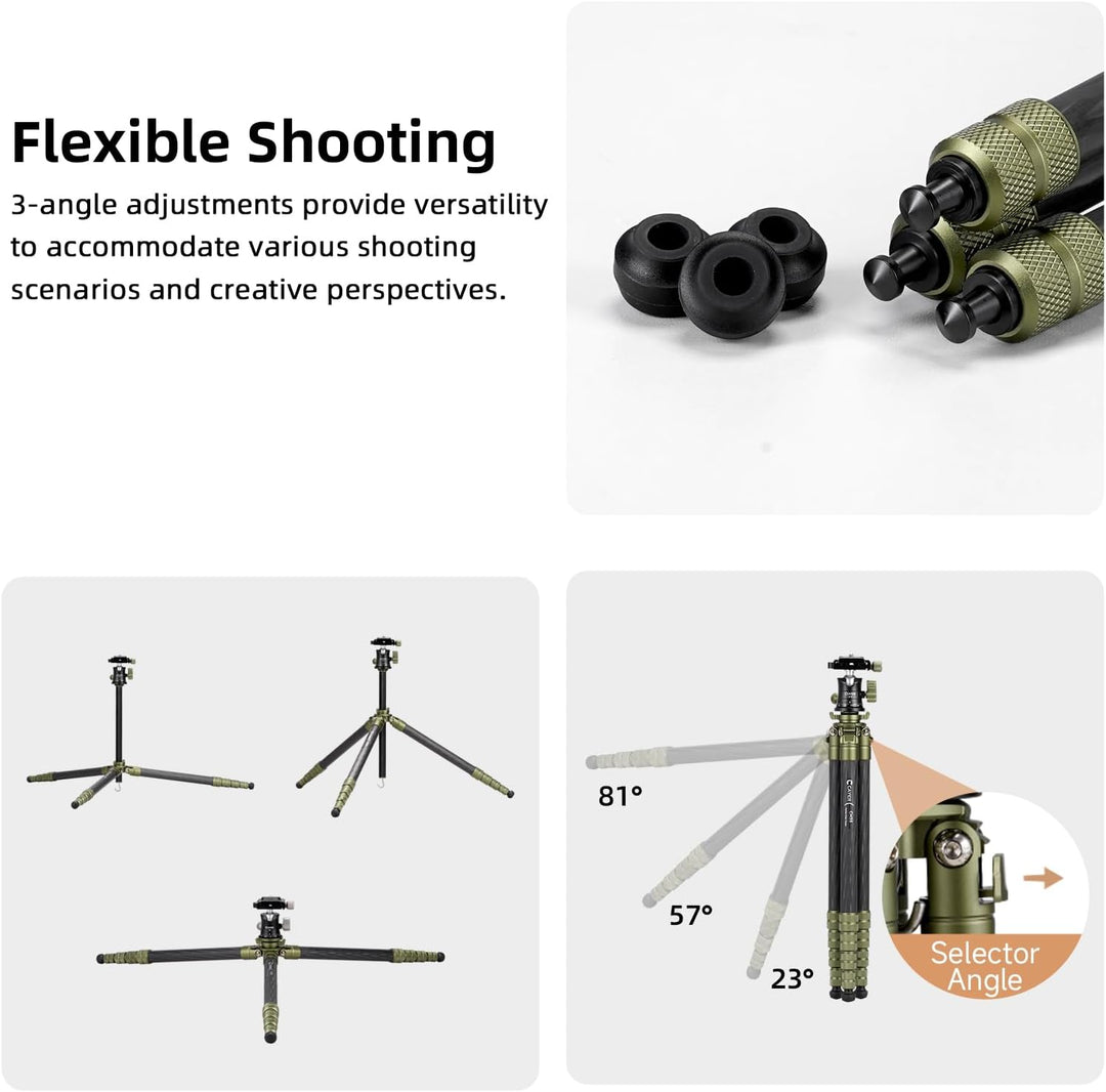 Cayer CH35 Carbon-Stativ mit B1 Mini Fluid Head, Tisch-Kamerastativ mit Mittelsäule für Systemkamera