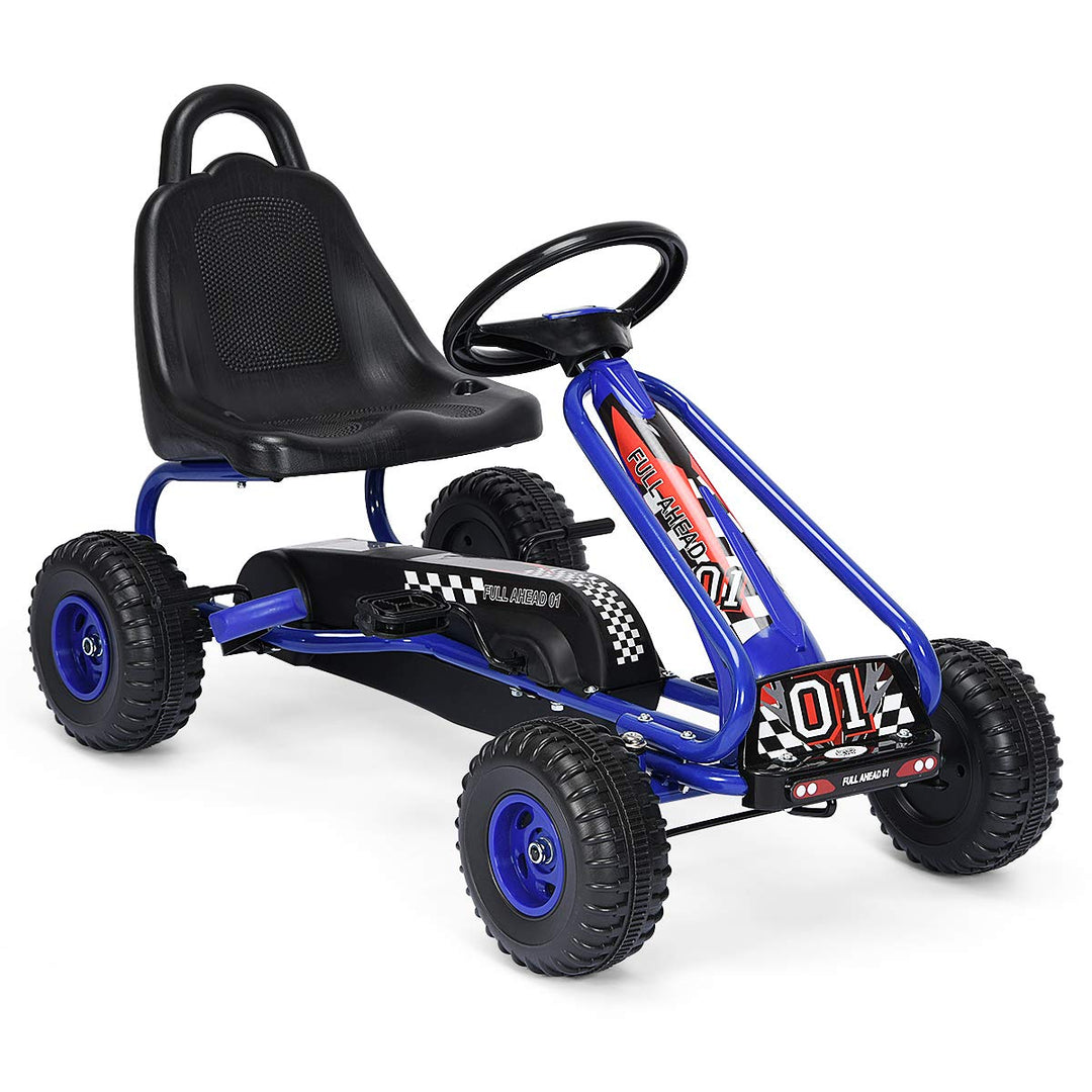RELAX4LIFE Kinder Gokart mit Handbremse &amp; verstellbarem Sitz, Tretauto mit Pedalen, Tretfahrzeug bis