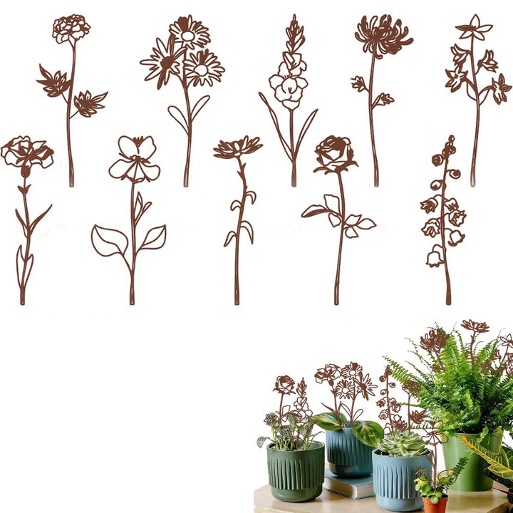 10 Stück Gartendeko Für Draussen Wetterfest Garten Deko Gartenstecker Zubehör Rost Gartenstecker Dek