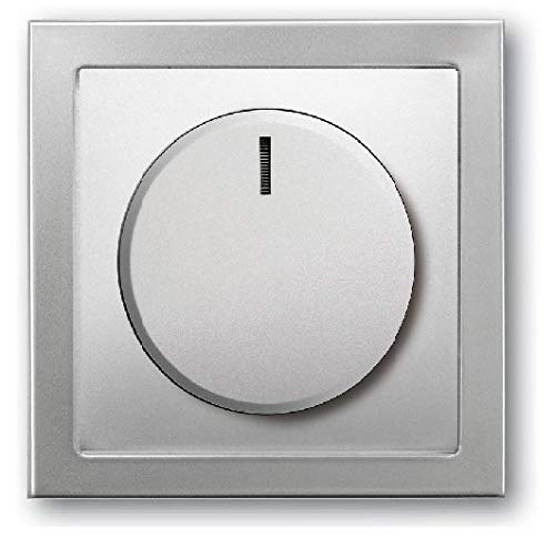 EBROM® Komplettset LED Drehdimmer 1001 + Busch Jäger PUR Edelstahl Rahmen 1721-866K + Scheibe 6540-8