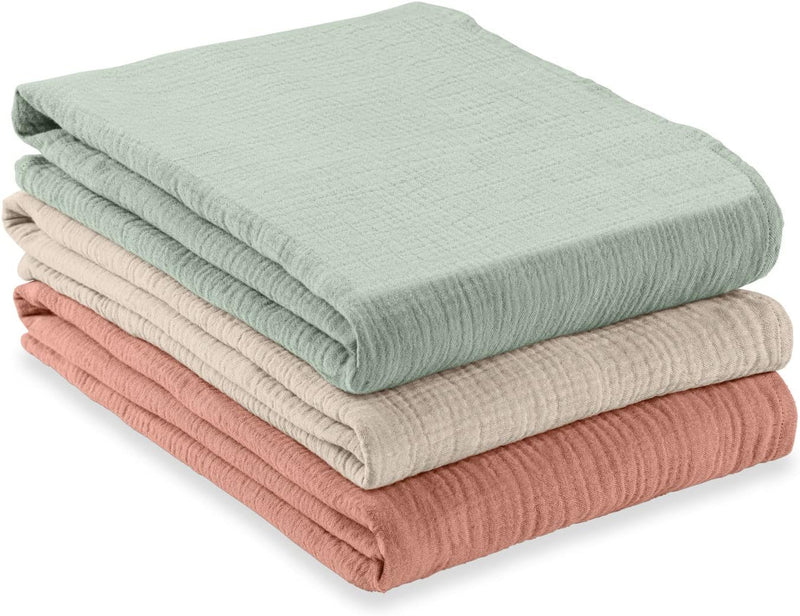 Hauck 4-in-1 Musselin Tuch für Babys Cuddle N Clean, 100% Baumwolle, 80 x 80 cm, 3er Set (Sage/Beige