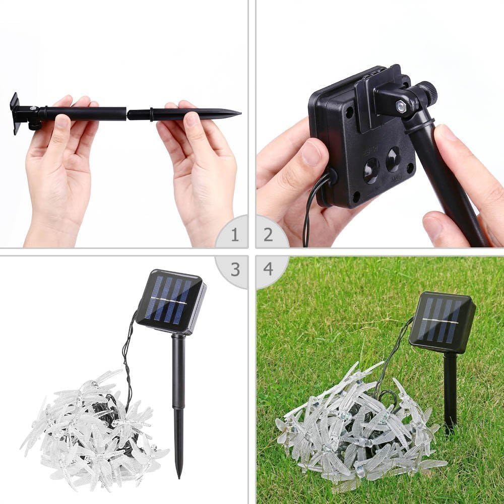 Solar Lichterkette Aussen, 20ft 30 LED Libelle Licht,Wasserdichte lichterkette Dekorative für Garten