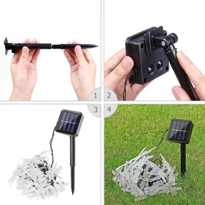 Solar Lichterkette Aussen, 20ft 30 LED Libelle Licht,Wasserdichte lichterkette Dekorative für Garten