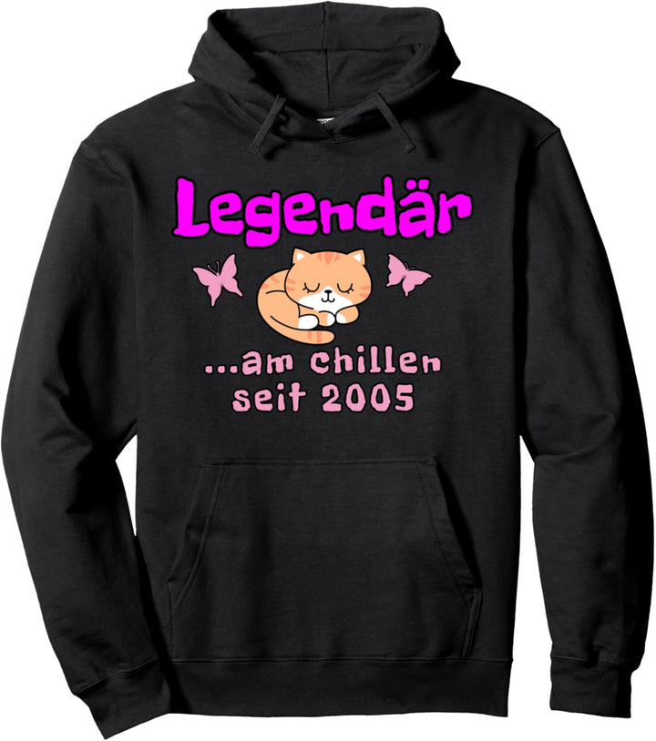 Legendär am Chillen Seit 2005 Katze Faul Mädchen Lustig Pullover Hoodie