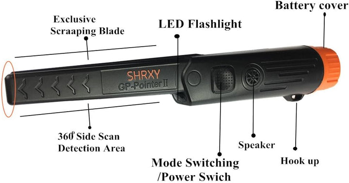shrxy Metal Detectors Portable Gold Hunter Gold Finder Hand Held with LED Light for Low Light Uses (