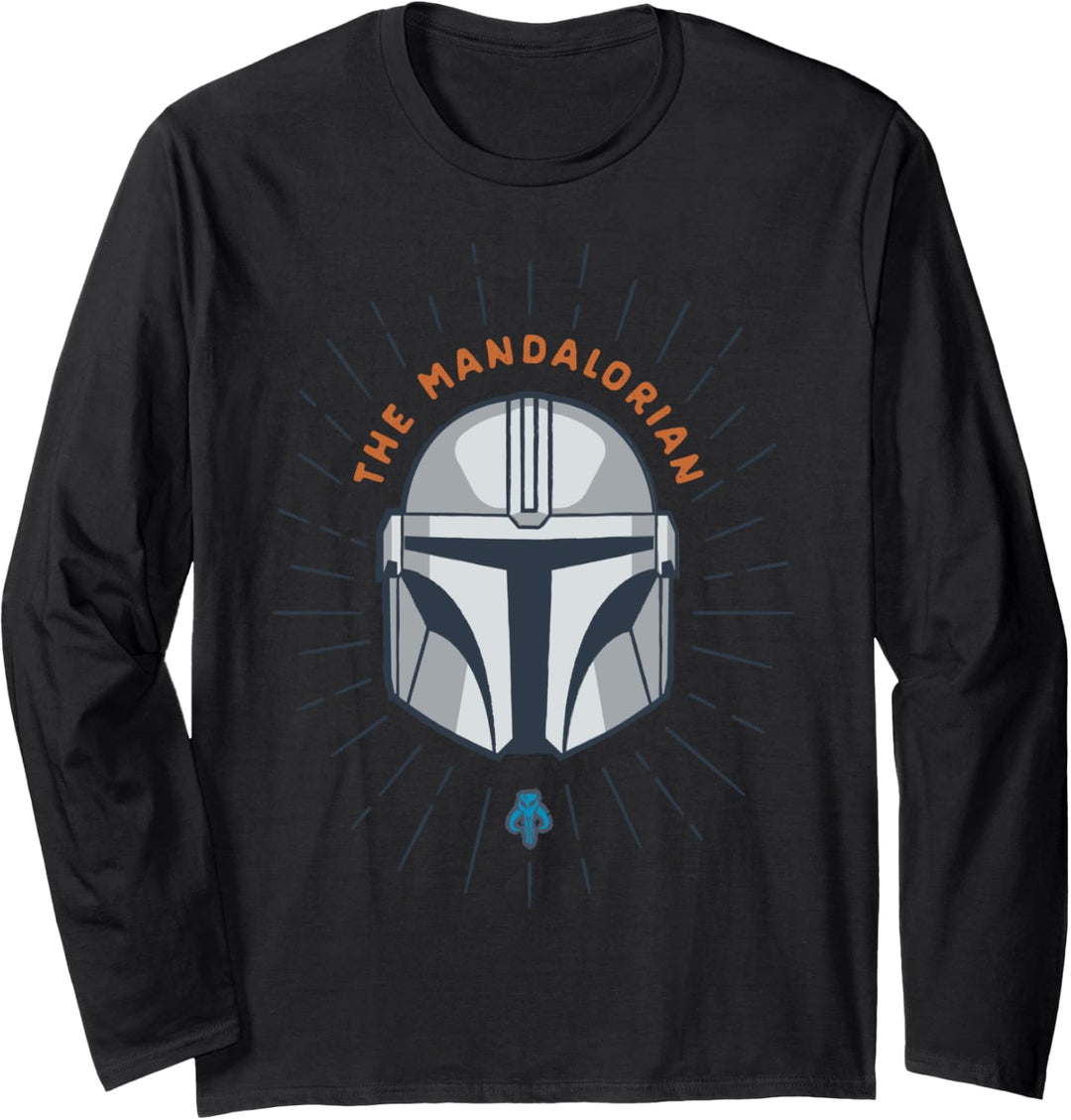 Star Wars The Mandalorian Cartoon Portrait Langarmshirt